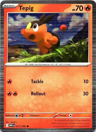 011/086 Tepig (Tinsel Holo) (White Flare) Pokemon card (English)