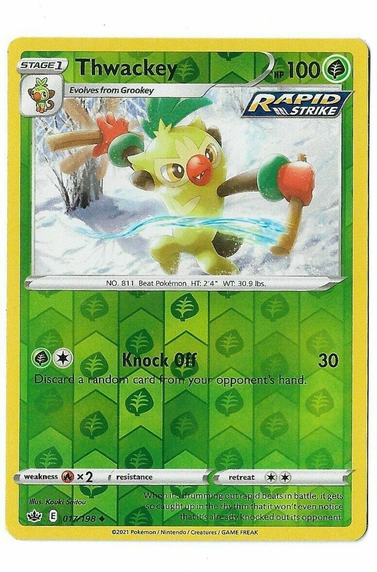 017/198 Thwackey (Reverse Holo) (Chilling Reign) Pokémon card (English)