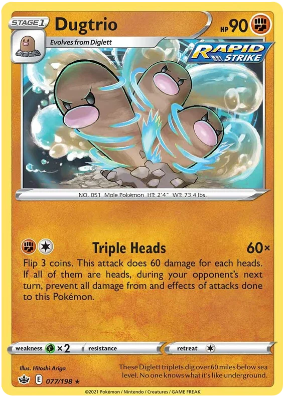 077/198 Dugtrio (Rare) (Chilling Reign) Pokémon card (English)