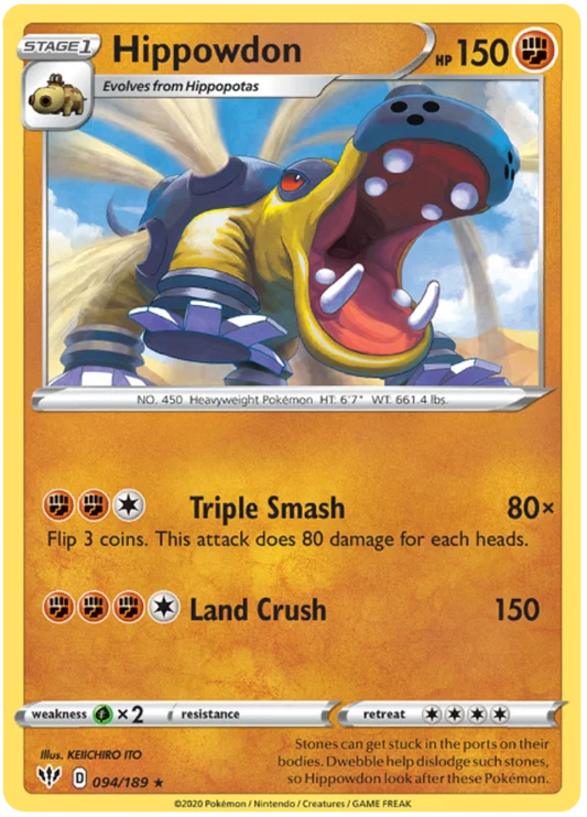094/189 Hippowdon (Rare) (Darkness Ablaze) Pokemon card (English)