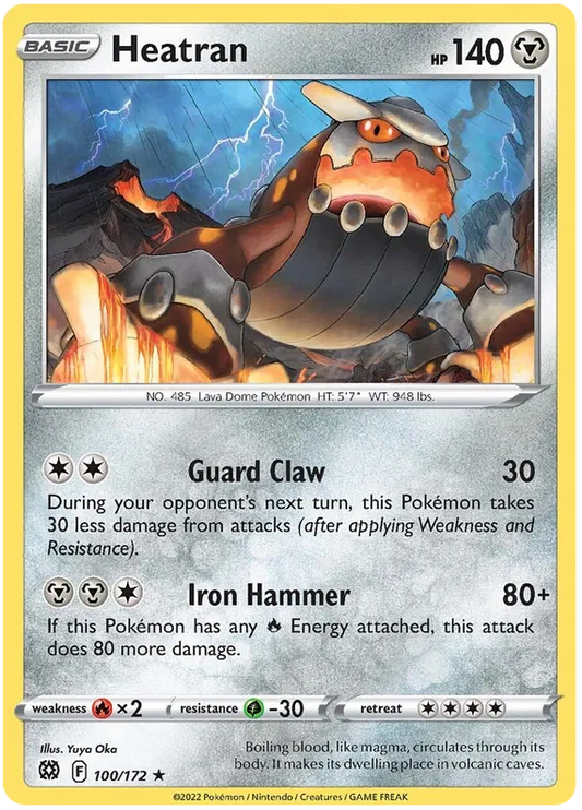 100/172 Heatran (Rare) (Brilliant stars) Pokemon card (English)
