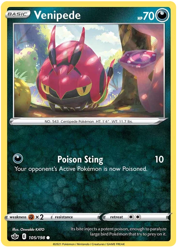 105/198 Venipede (Chilling Reign) Pokémon card (English)