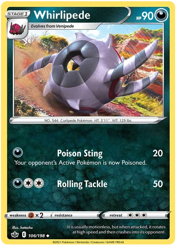 106/198 Whirlipede (Chilling Reign) Pokémon card (English)