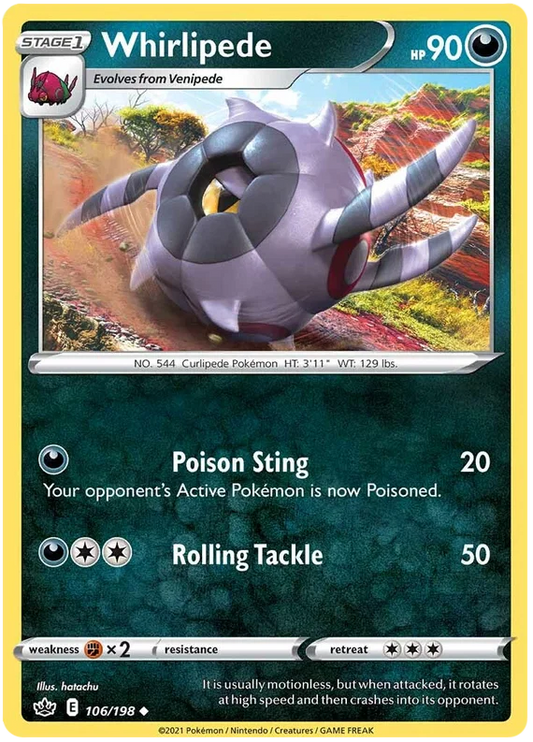 106/198 Whirlipede (Chilling Reign) Pokémon card (English)