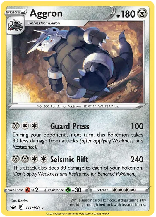 111/198 Aggron (Rare) (Chilling Reign) Pokémon card (English)