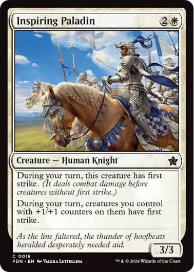 Magic the gathering (Plains) Inspiring Paladin #0018 - Foundations - MTG Card (English) Common